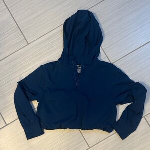 Girls tek gear Navy Half-Zip Bubble Hem Cropped Hooded Pullover Size (8) M